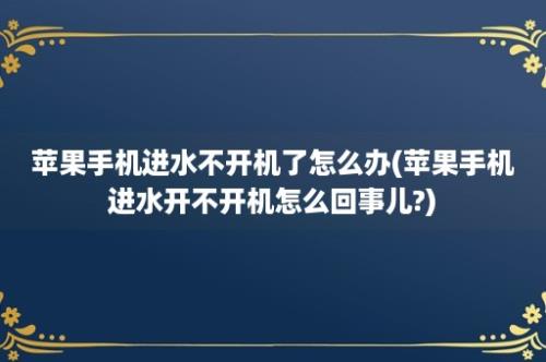 苹果手机进水不开机了怎么办(苹果手机进水开不开机怎么回事儿?)