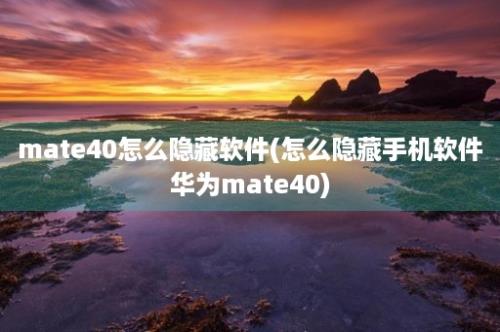 mate40怎么隐藏软件(怎么隐藏手机软件华为mate40)