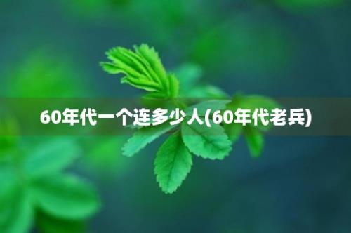 60年代一个连多少人(60年代老兵)