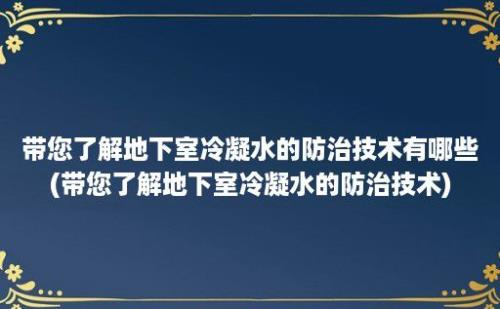 带您了解地下室冷凝水的防治技术有哪些(带您了解地下室冷凝水的防治技术)