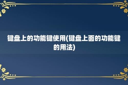 键盘上的功能键使用(键盘上面的功能键的用法)