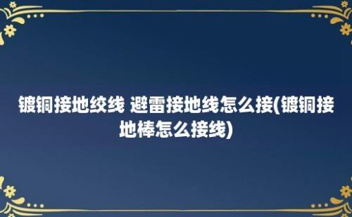 镀铜接地绞线 避雷接地线怎么接(镀铜接地棒怎么接线)