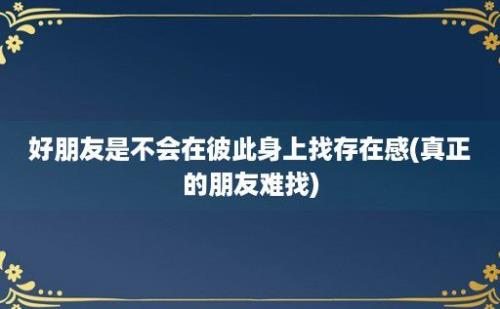 好朋友是不会在彼此身上找存在感(真正的朋友难找)