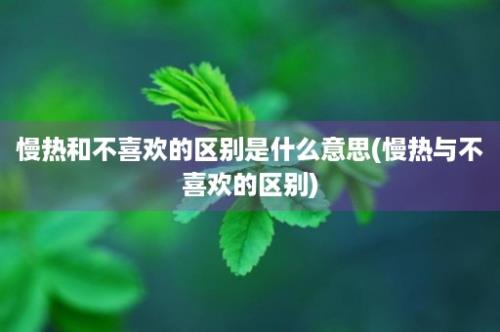 慢热和不喜欢的区别是什么意思(慢热与不喜欢的区别)