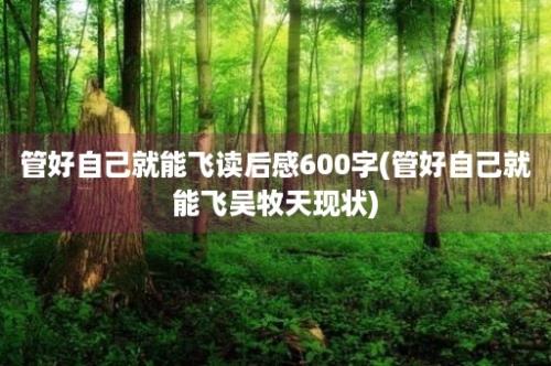 管好自己就能飞读后感600字(管好自己就能飞吴牧天现状)