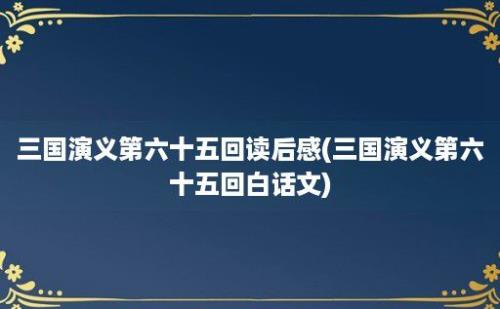 三国演义第六十五回读后感(三国演义第六十五回白话文)