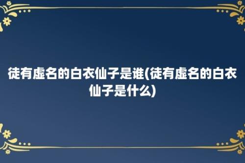 徒有虚名的白衣仙子是谁(徒有虚名的白衣仙子是什么)