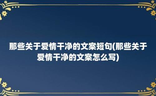 那些关于爱情干净的文案短句(那些关于爱情干净的文案怎么写)