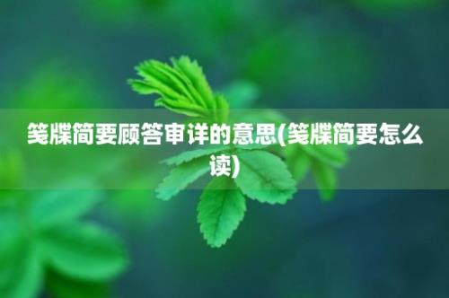 笺牒简要顾答审详的意思(笺牒简要怎么读)