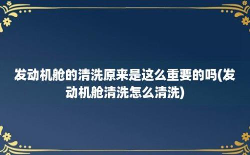 发动机舱的清洗原来是这么重要的吗(发动机舱清洗怎么清洗)