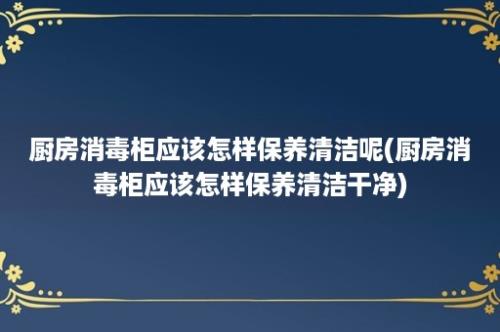 厨房消毒柜应该怎样保养清洁呢(厨房消毒柜应该怎样保养清洁干净)