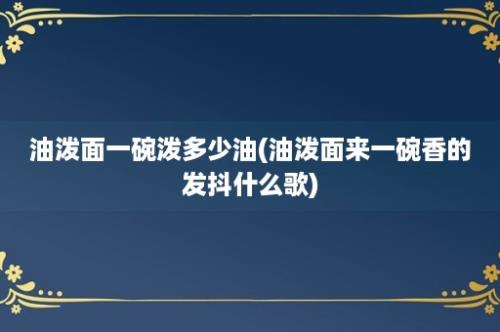 油泼面一碗泼多少油(油泼面来一碗香的发抖什么歌)