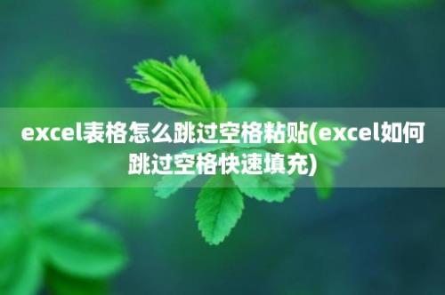 excel表格怎么跳过空格粘贴(excel如何跳过空格快速填充)