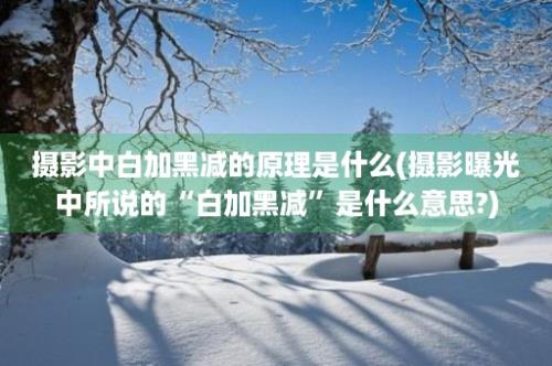 摄影中白加黑减的原理是什么(摄影曝光中所说的“白加黑减”是什么意思?)