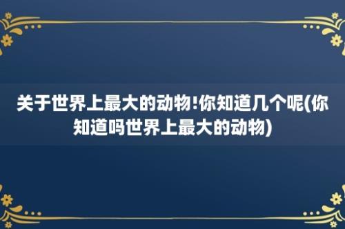 关于世界上最大的动物!你知道几个呢(你知道吗世界上最大的动物)