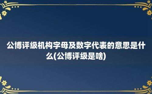 公博评级机构字母及数字代表的意思是什么(公博评级是啥)