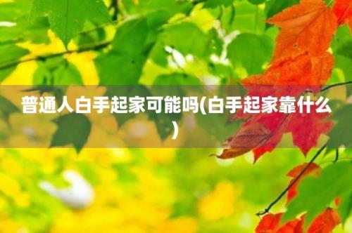 普通人白手起家可能吗(白手起家靠什么)