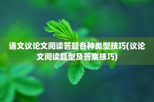 语文议论文阅读答题各种类型技巧(议论文阅读题型及答案技巧)