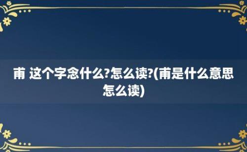 甫 这个字念什么?怎么读?(甫是什么意思怎么读)