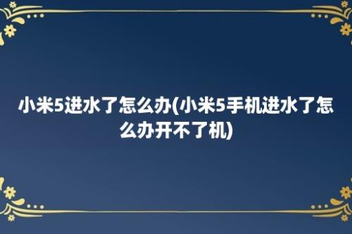 小米5进水了怎么办(小米5手机进水了怎么办开不了机)