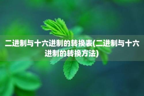 二进制与十六进制的转换表(二进制与十六进制的转换方法)