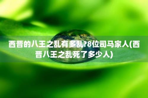 西晋的八王之乱有多乱?8位司马家人(西晋八王之乱死了多少人)