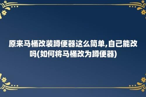 原来马桶改装蹲便器这么简单,自己能改吗(如何将马桶改为蹲便器)