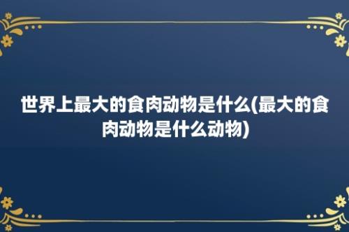 世界上最大的食肉动物是什么(最大的食肉动物是什么动物)