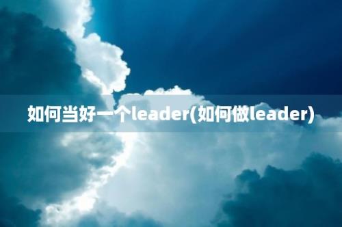 如何当好一个leader(如何做leader)