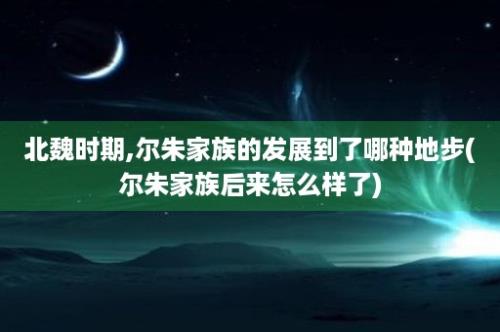 北魏时期,尔朱家族的发展到了哪种地步(尔朱家族后来怎么样了)