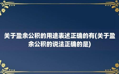 关于盈余公积的用途表述正确的有(关于盈余公积的说法正确的是)