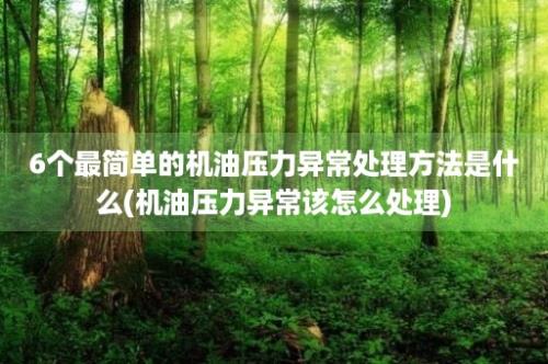 6个最简单的机油压力异常处理方法是什么(机油压力异常该怎么处理)