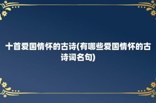 十首爱国情怀的古诗(有哪些爱国情怀的古诗词名句)