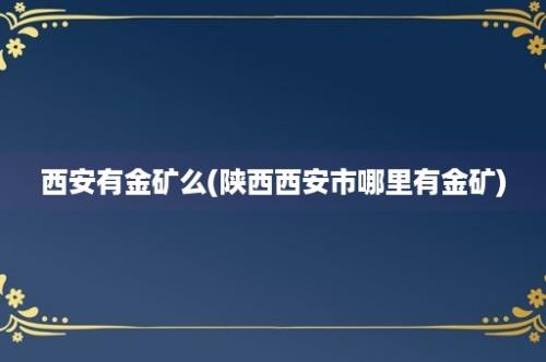 西安有金矿么(陕西西安市哪里有金矿)