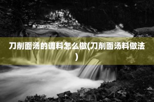 刀削面汤的调料怎么做(刀削面汤料做法)