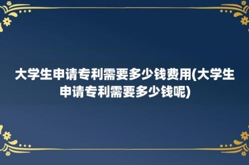 大学生申请专利需要多少钱费用(大学生申请专利需要多少钱呢)