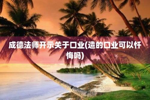 成德法师开示关于口业(造的口业可以忏悔吗)