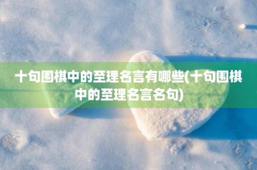 十句围棋中的至理名言有哪些(十句围棋中的至理名言名句)