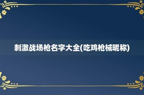 刺激战场枪名字大全(吃鸡枪械昵称)