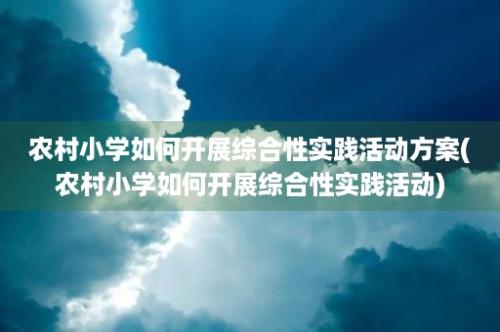 农村小学如何开展综合性实践活动方案(农村小学如何开展综合性实践活动)