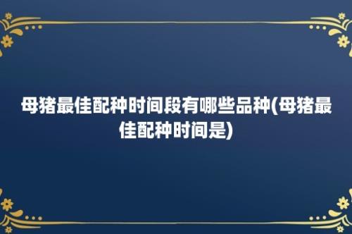 母猪最佳配种时间段有哪些品种(母猪最佳配种时间是)