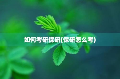 如何考研保研(保研怎么考)