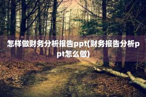 怎样做财务分析报告ppt(财务报告分析ppt怎么做)