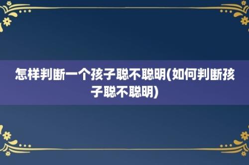 怎样判断一个孩子聪不聪明(如何判断孩子聪不聪明)