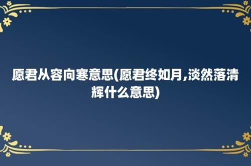 愿君从容向寒意思(愿君终如月,淡然落清辉什么意思)