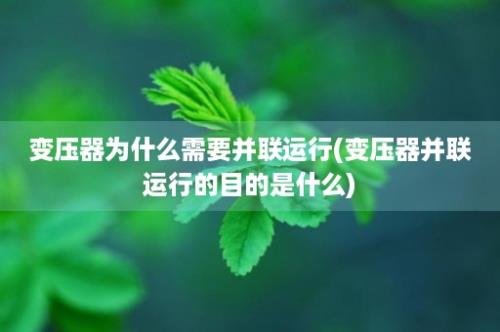 变压器为什么需要并联运行(变压器并联运行的目的是什么)