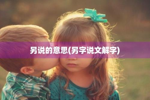 另说的意思(另字说文解字)