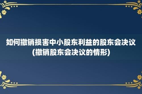 如何撤销损害中小股东利益的股东会决议(撤销股东会决议的情形)