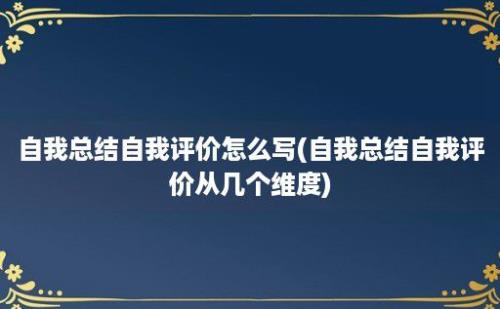 自我总结自我评价怎么写(自我总结自我评价从几个维度)