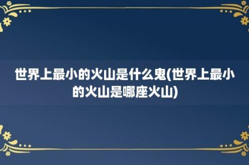 世界上最小的火山是什么鬼(世界上最小的火山是哪座火山)